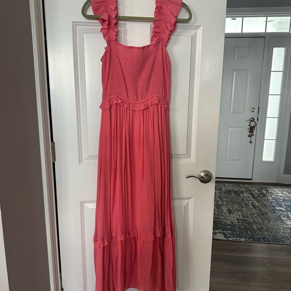 Blu Pepper Coral Maxi Dress  - Large